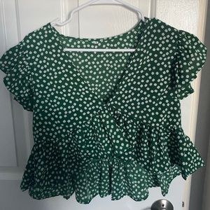 Green Floral Top!